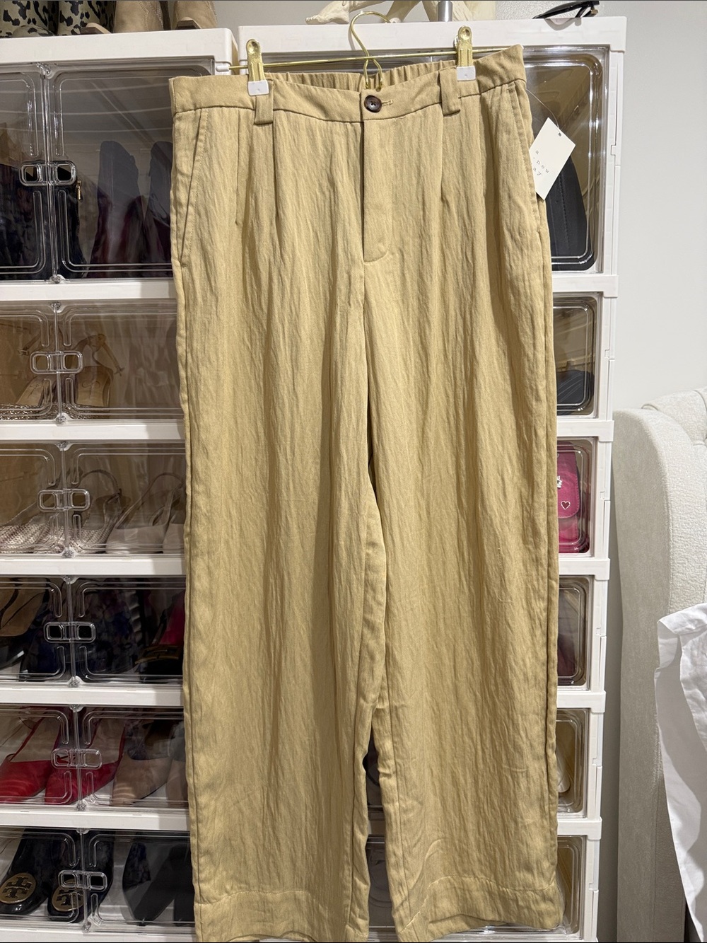 a new day Wide Leg Pleated Front Pants in Light Khaki
